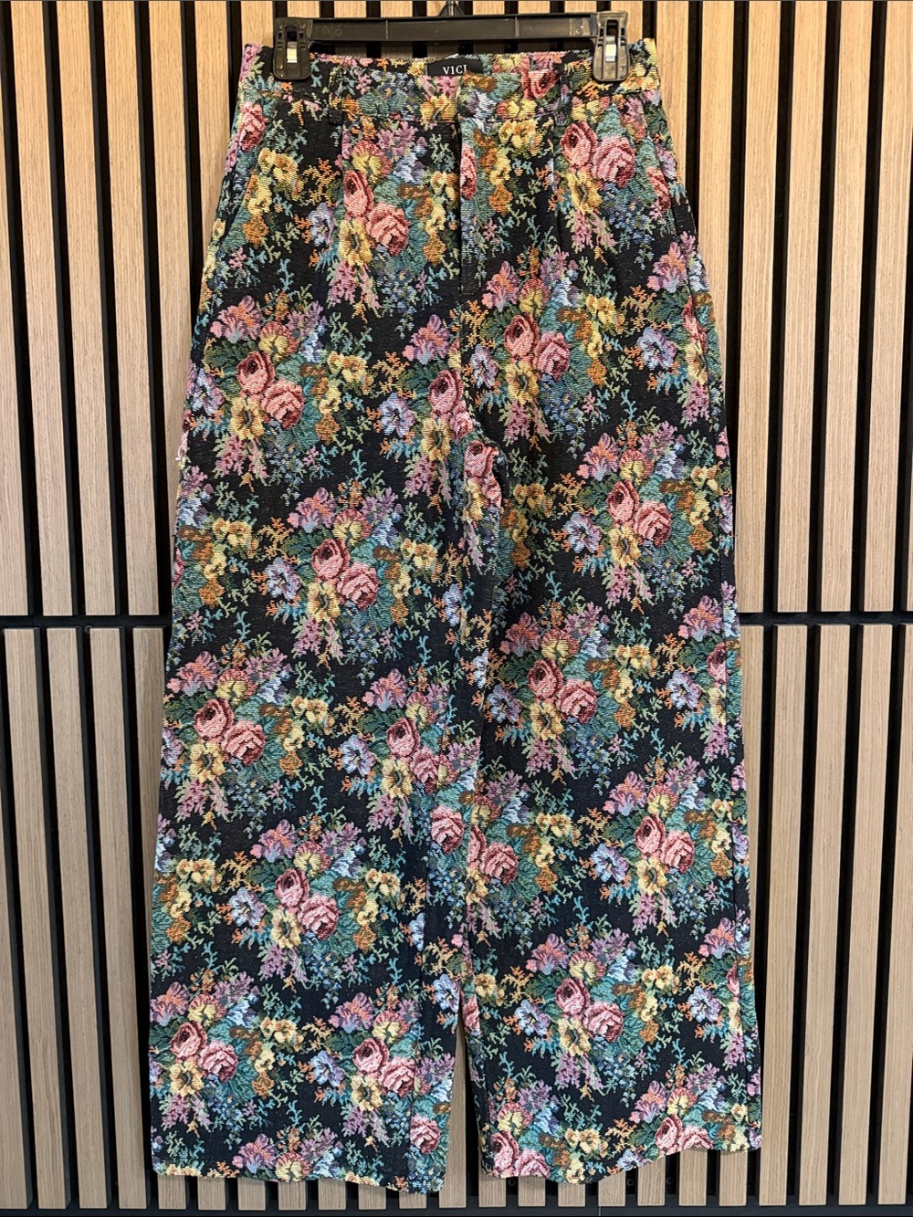 Vici Floral Tapestry Pleated Wide Leg Pants